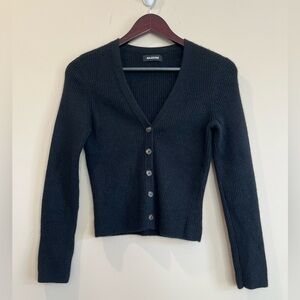 NAADAM Black Cashmere Ribbed Cardigan
